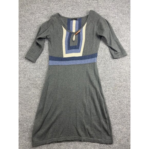 Prana Dresses & Skirts - Prana Sweater Dress Womens Small Gray Colorblock Scoop Neck 3/4 Sleeve Knit